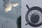 中国四川省の上空で確認された空中戦艦のような巨大な飛行物体…空中発電所と判明！