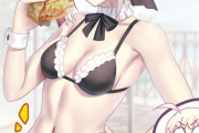【FGO】水着の黒王様イラスト！！　口のふちに食べカスついてますよ！！