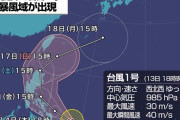 【台風速報】台風1号「ヴォンフォン」に暴風域が出現。日曜から月曜にかけ沖縄の南へ。