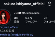 お前らモーニング娘。’26櫻井梨央が個人Instagramのフォロワー数でJuice=Juice石山咲良に完敗してるって知ってた？