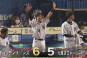 GIF画像　田村、宮西から勝ち越しタイムリー2ベースきたぁぁぁぁ！！ロッテが8回に1点勝ち越し！！