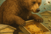 クマのしわざか　養蜂箱が壊され、ハチミツが食い荒らされる