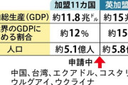 【速報】TPP初の新規加入、英国参加を正式決定『GDP割合12%→15%/域内人口5.1億人→5.8億人/GDP11.5超㌦→14.6超㌦』