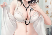 【画像】自分の胸に聴診器を当てる下着姿のナースさんが可愛すぎるｗｗｗｗｗｗ
