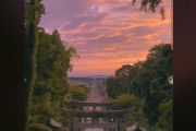 海外「夕焼けの空が美しいね！いつかここを歩いてみたいよ！」夕焼けが映える宮地嶽神社の参道（海外の反応）