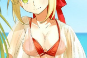 【FGO】水着姿のネロちゃまイラスト！！　赤い水着が似合ってます！