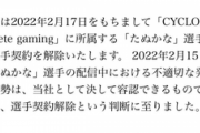 【悲報】不適切発言の女プロゲーマーたぬかな、選手契約解除へｗｗｗｗ