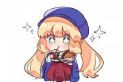 【FGO】いっぱい食べてるローソンコラボ私服のミニキャストリア！！　美味しそうですねw