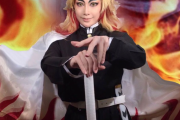 叶姉妹・美香さんが『鬼滅の刃』炎柱・煉獄杏寿郎のコスプレを披露！無限列車編のキービジュを連想させる仕上がり