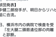 DeNA・田中健二朗、リハビリ組に合流へ　「左大腿二頭筋遠位部の肉離れ」と診断