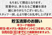 キコーナ柏店が8月30日をもって閉店へ