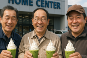 ホームセンターから出てきたおじさん3人が全員抹茶ラテにソフトクリームトッピングしたやつ持っててかわいかった