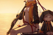 【FGO】夕暮れの海で涼む沖田オルタ＆煉獄！！　もう夏も終わりですね