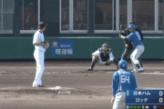 日ハムドラ2有薗、ファームロッテ戦でフェンス直撃の先制タイムリースリーベース！