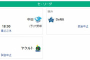 【悲報】本日のセリーグ、2試合中止