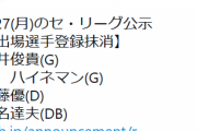 【9/27公示】巨人・桜井とハイネマンが登録抹消