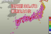 北海道旭川市江丹別で観測史上1位となる38.4℃を記録ｗｗｗｗｗｗｗｗ
