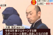 大橋強史が車と衝突→衝突された車は炎上し２人死亡…宇都宮地裁「無車検・無保険の車で事故を起こして逃走していて法律を無視する態度が甚だしい」懲役１年２か月←え？