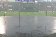 阪神ー広島　3回表終了時　甲子園球場　豪雨のため試合中断