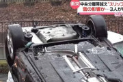 【悲報】雪のせいで横転事故起こした車のタイヤｗｗ