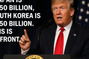 トランプ氏「日本は５５００億ドル、韓国は３５００億ドルだ。これは前払い（upfront）だ」