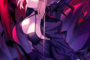 【FGO】黒王様イラスト！！　ドレス姿で剣を振るう姿も素敵です！！