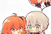 【FGO】ポッキーゲームしてるミニぐだ子＆ベディヴィエール！！　ベディヴィエールの紳士服いいですね！