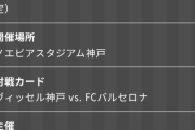 ◆悲報◆チャリティーマッチ　バルサ×ヴィッセル神戸 バルサ側から中止の発表、ヤスダグループ契約不履行か