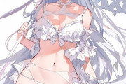 【FGO】水着のマーリンお姉さんイラスト！！　白髪に白水着いいね！