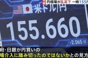 円相場が乱高下　一時160円台突入から、1ドル＝155円近辺まで円高方向に　日銀介入との見方も