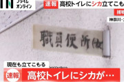高校トイレにシカ立てこもり中！犯行声明なく目的不明…