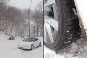 【画像】ノーマルタイヤのテスラさん、大雪の三国峠に突入して立ち往生‥‥舐めてんのかこいつは😡