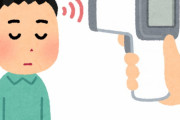 「検温しますねー」ﾋﾟｯ →34.6度　「大丈夫ですね～」