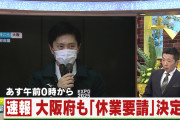 【速報】大阪府が１４日から休業要請へ