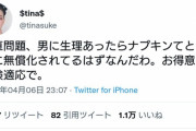 ツイッター女性さん「男に整理があったらとっくにナプキン無料化されてるよな」 → １万いいね・・・