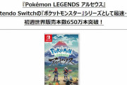 『ポケモン アルセウス』シリーズ最速・最多で初週世界販売本数650万本突破！