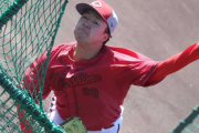 カープドラ2佐藤、バット2本折る力投！フリー打撃初登板で安打性1本に抑える