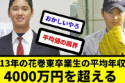 朗報 2013年の花巻東卒業生の平均年収が4000万円を超える