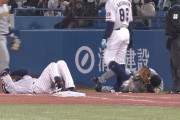 阪神大山とヤクルト西川が激突　グラウンドで倒れ込み場内騒然