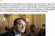 ノーベル生理学・医学賞受賞のモンタニエ博士 「新型コロナウイルスは研究室でのみ作ることができる。 自然には発生にしない」