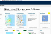 【USGS】フィリピンで「M6.9」の大きな地震がまたも発生！