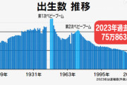 2023年の出生数は前年比5.1%減の75万8631人で過去最少 8年連続減少中