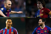 バルセロナ、21世紀の最強ベストイレブン。“史上最高の中盤”にメッシ、ロナウジーニョら