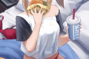 【FGO】バーガー食べてるモーさんイラスト！！　朝からバーガーいいね！