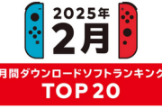 Nintendo Switchの2025年2月の月間ダウンロードランキング