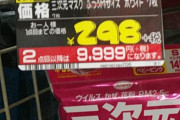 ドン・キホーテ、マスクを一点目までは298円、二点目からは9,999円で販売