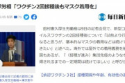 【悲報】田村厚労相｢新型コロナワクチン2回接種してもマスク着用を｣