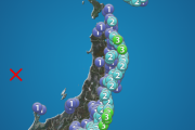 福島県・埼玉県・岩手県・茨城県・青森県・道東で震度3の地震発生