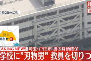 【世も末】埼玉県戸田市の中学校に刃物の持った少年が侵入、男性教員を切りつけ現行犯逮捕「誰でもいいから人を○したかった」
