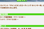 【速報】第2回キャンサー杯を7/11より開催　阪神 芝 2200m(中距離) 右・内 夏 曇 稍重